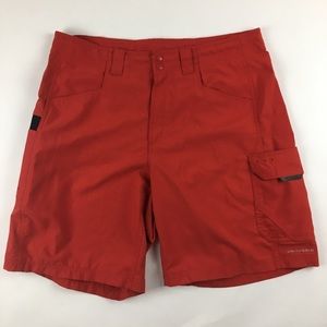 Columbia PFG Mens Size 36 Shorts Orange Nylon Fishing Omni-Shade Cargo Shorts.